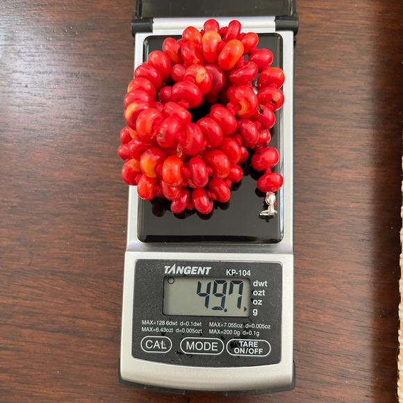 Red coral bead solid sterling silver long necklace - Picture 9 of 9